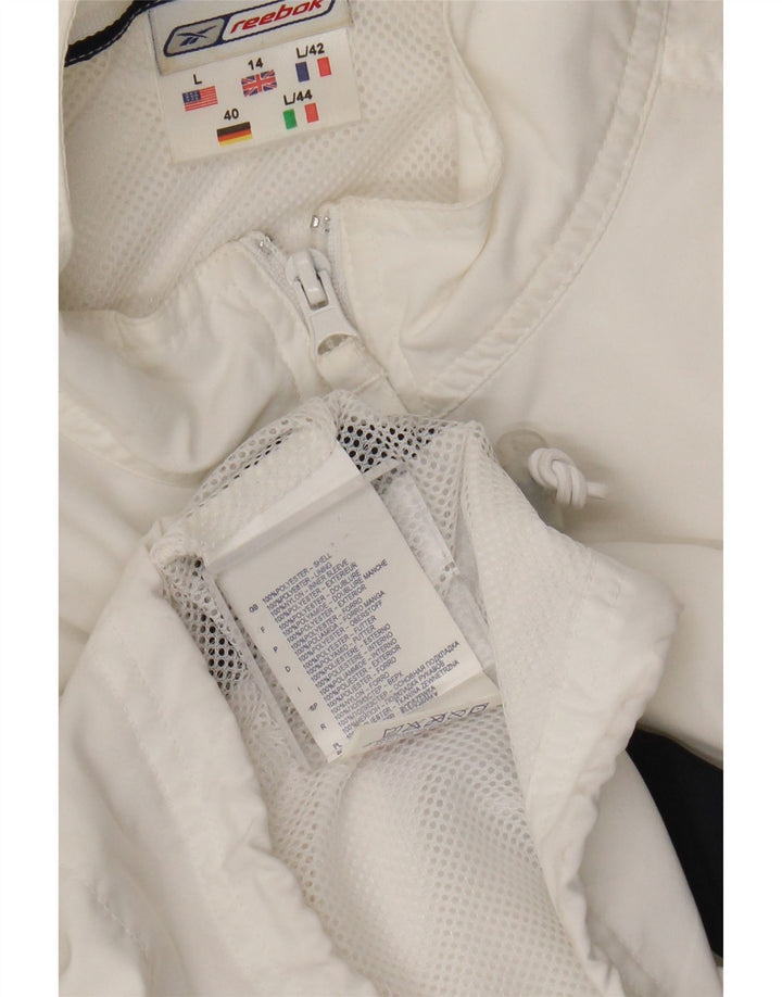 Reebok træningsdragt topjakke til kvinder UK 14 Large White Colourblock Polyester