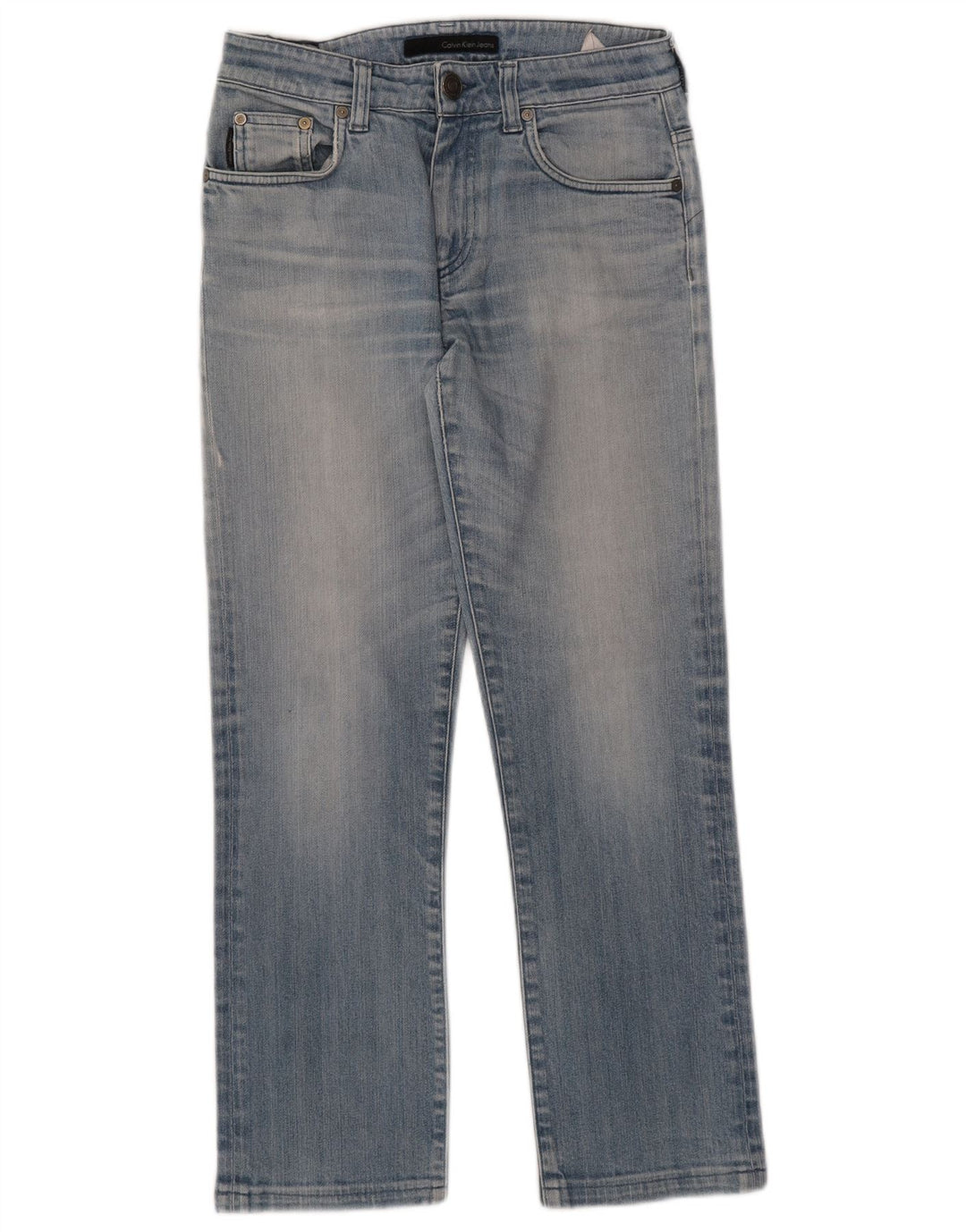 CALVIN KLEIN Dame Straight Jeans W28 L28 Blå Bomuld