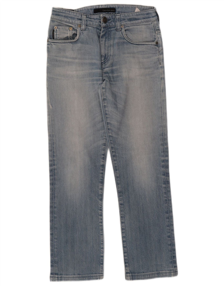 CALVIN KLEIN Dame Straight Jeans W28 L28 Blå Bomuld