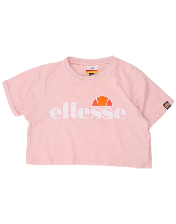 Ellesse Girls Crop Grafisk T-Shirt Top 10-11 År Pink Bomuld