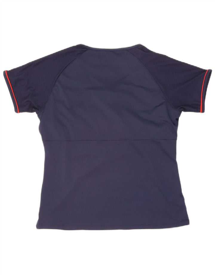 Fila Dame T-Shirt Top UK 14 Medium Navy Blue Polyester