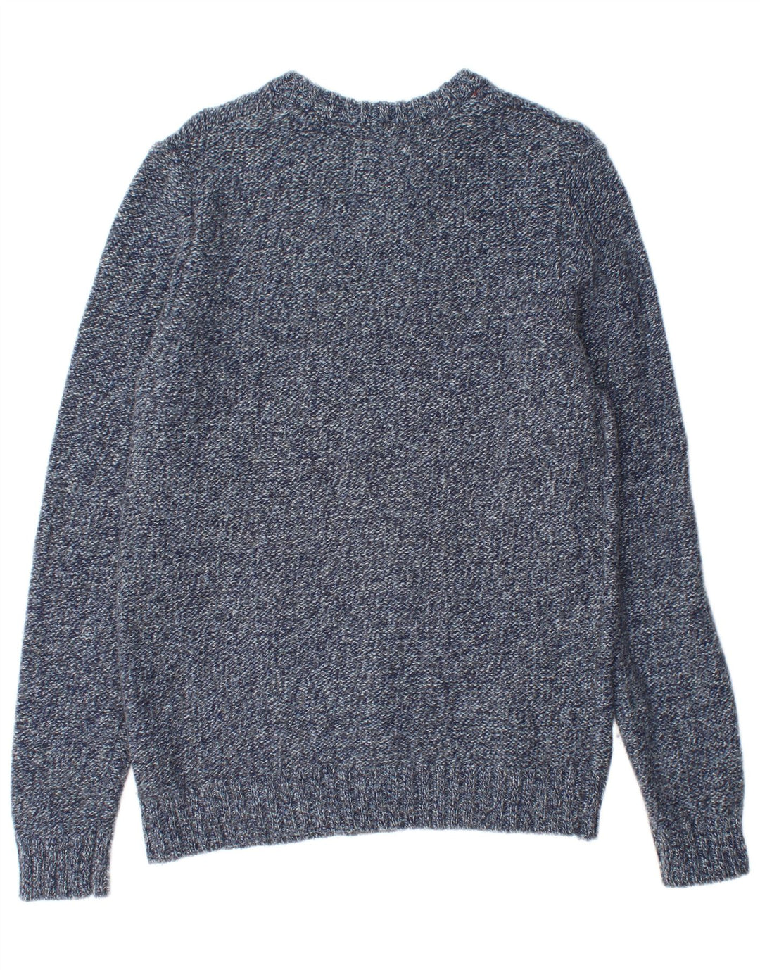 Fedt ansigt herre rund hals sweater lille marineblå flækket uld
