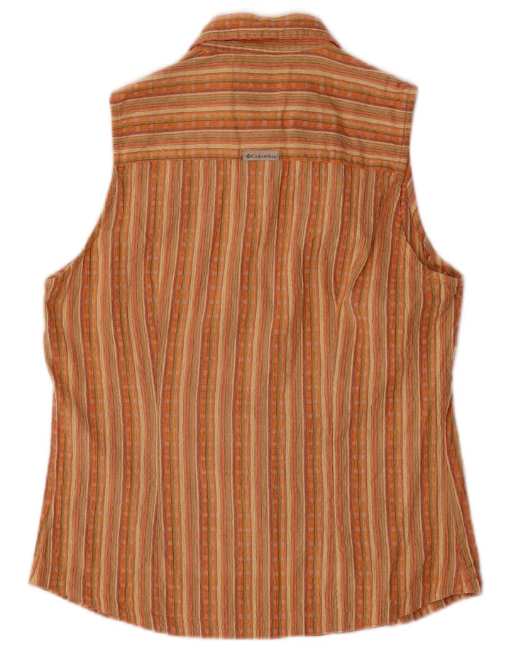 COLUMBIA ærmeløs skjortebluse til kvinder UK 10 Lille flerfarvet stribet