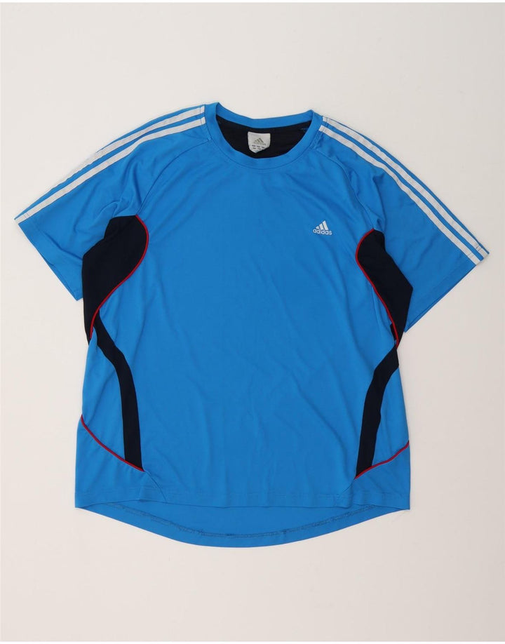 Adidas Herre Climalite T-Shirt Top XL Blå Colourblock Polyester