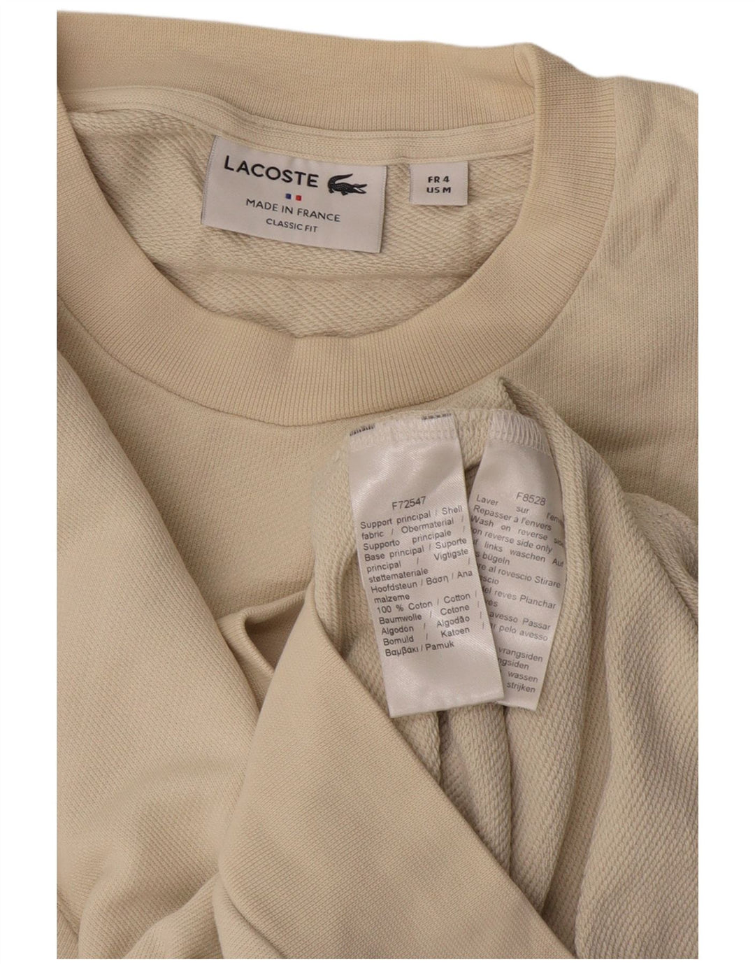 Lacoste Herre Graphic Classic Fit Sweatshirt Jumper Størrelse 4 Medium Beige