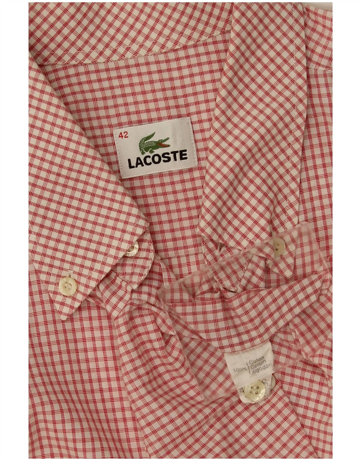 Lacoste Kortærmet Herreskjorte Størrelse 42 Large Red Gingham Cotton