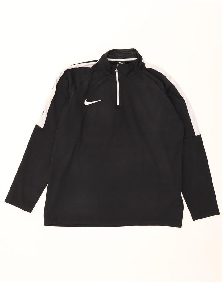 Nike Herre Dri Fit Zip Neck Top Langærmet Stor Sort Colourblock