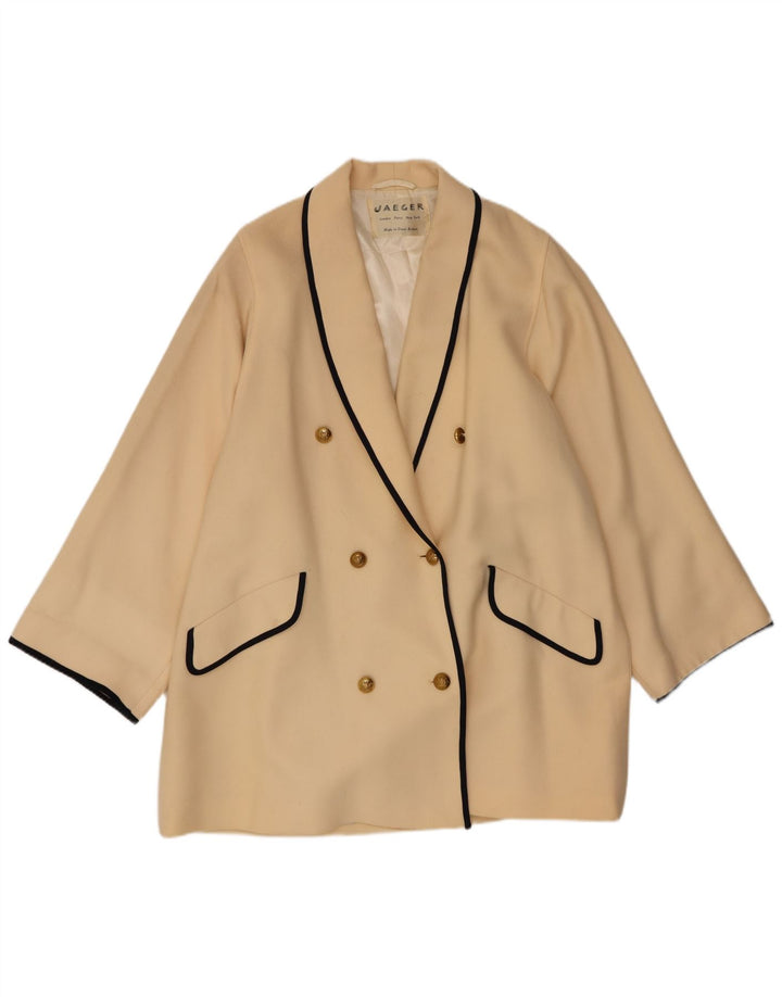 Jaeger Dame Oversized Dobbeltradet Frakke UK 14 Medium Beige Ny Uld