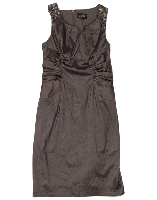 Adrianna Papell Dame Ærmeløs Skede Kjole UK 12 Medium Grey Polyester