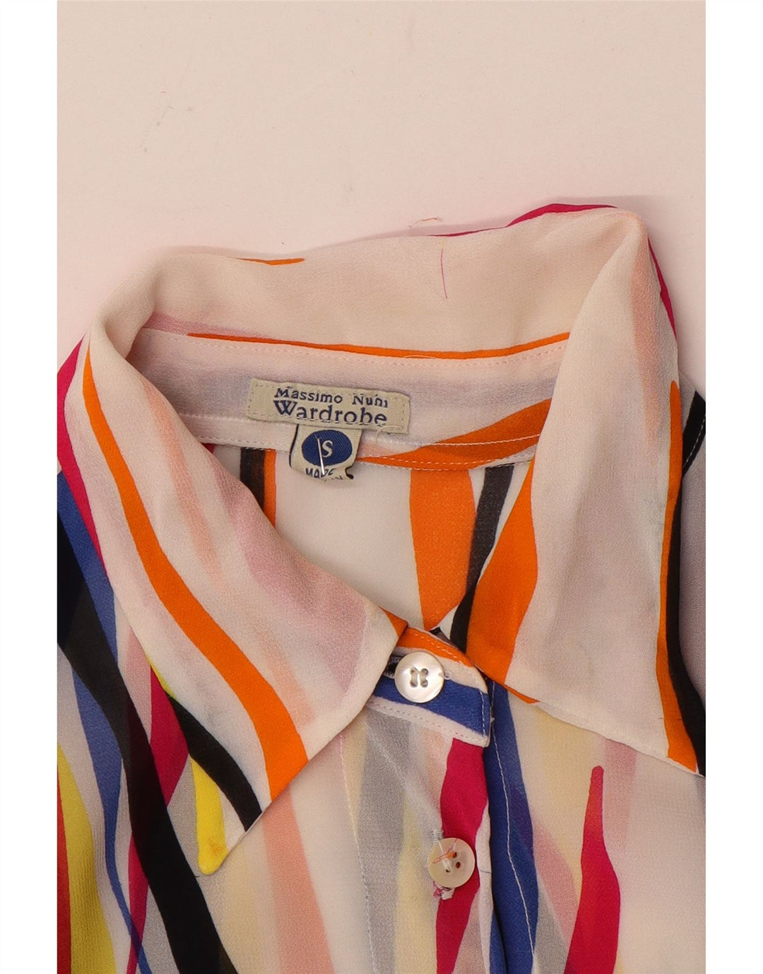 Vintage Dame Gennemsigtig Skjorte Bluse UK 10 Small Multicolored Striped
