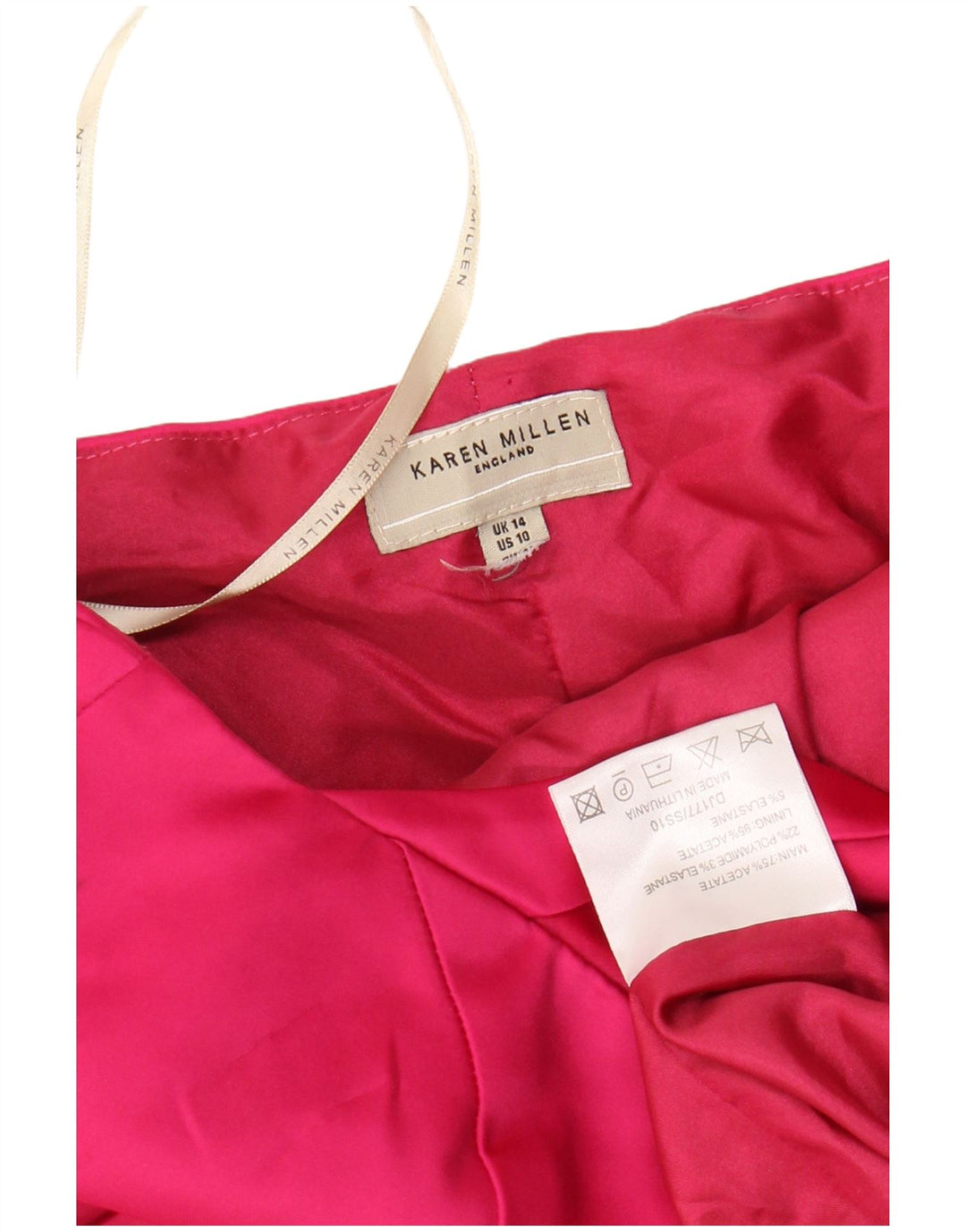 KAREN MILLEN Dame Halter Bodycon Dress UK 14 Large Pink Acetate