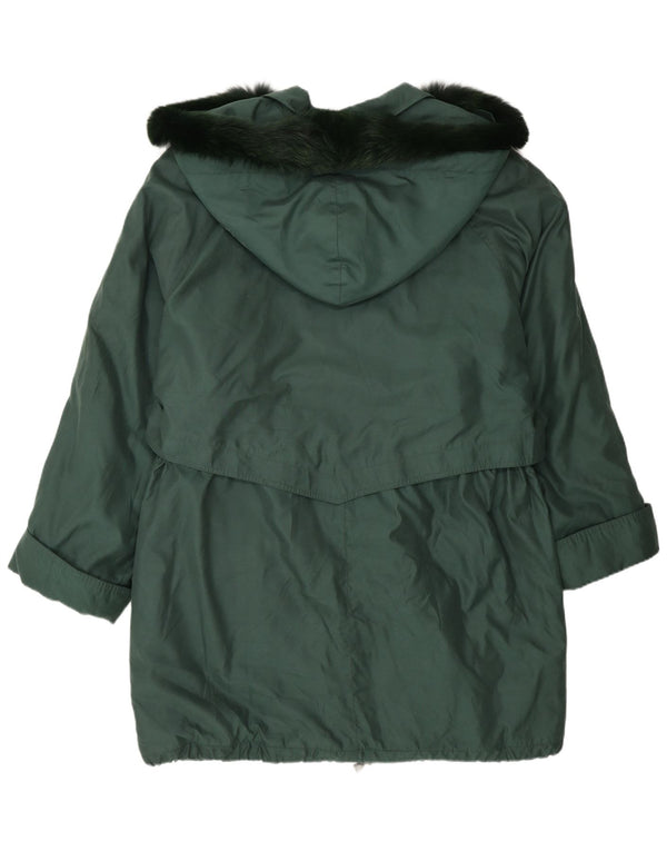 Vintage hættejakke til kvinder oversize parkajakke UK 16 Stor grøn polyester