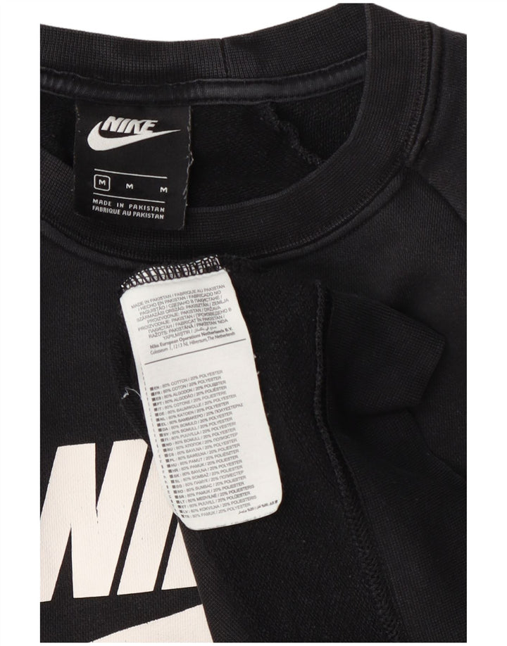 Nike Dame Grafisk Sweatshirt Jumper UK 14 Medium Sort Bomuld