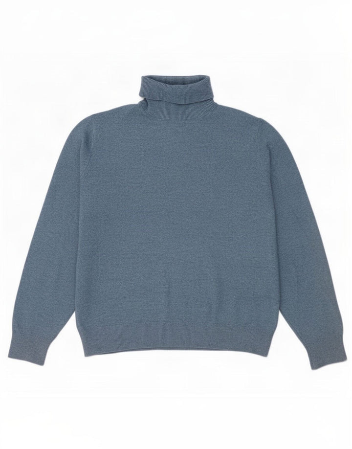 Marks & Spencer Dame Rullehals Sweater UK 14 Medium Blue Polyester