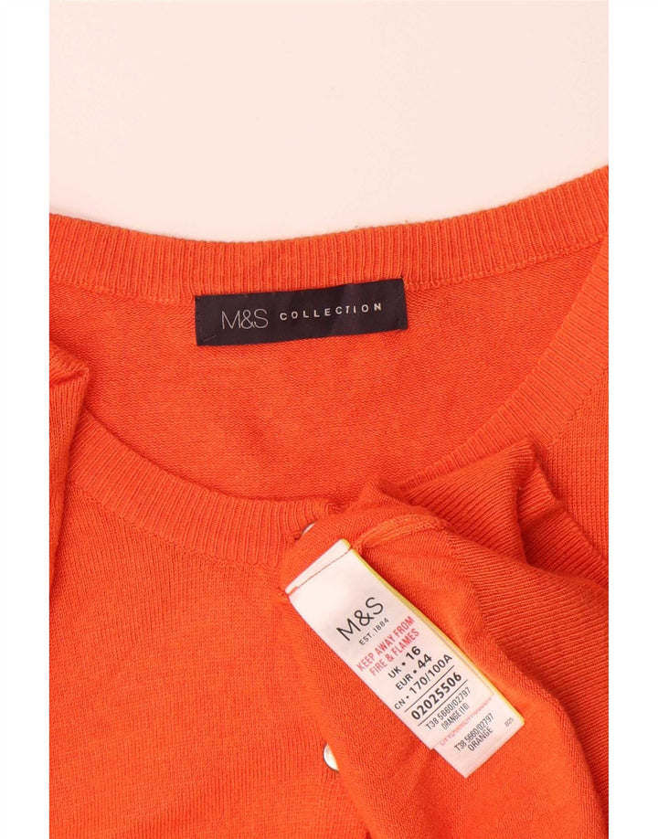Marks & Spencer Dame Cardigan Sweater UK 16 Large Orange Viscose