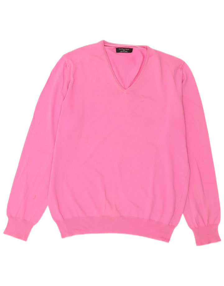 Zara Herre V-hals sweater Stor Pink