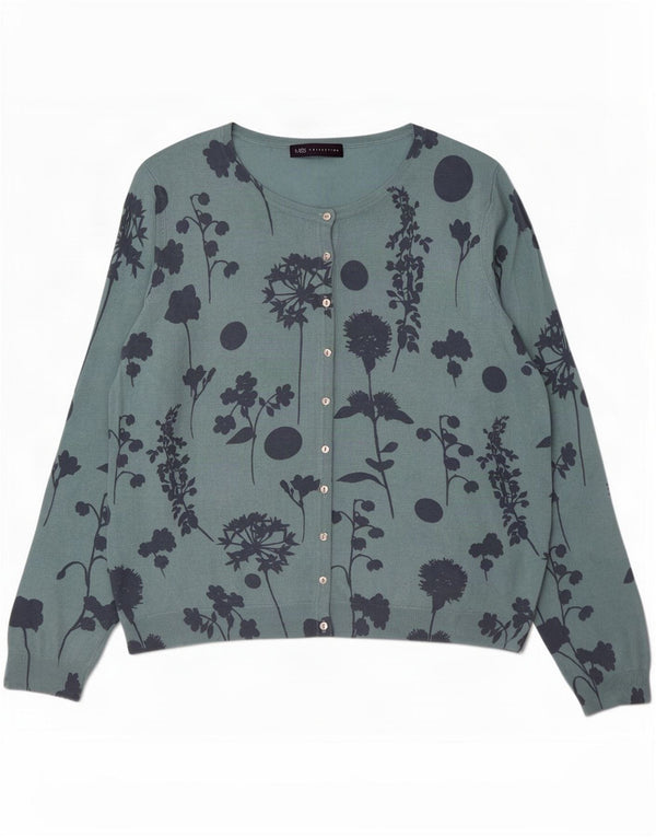 Marks & Spencer Womens Cardigan Sweater UK 16 Large Blue Floral