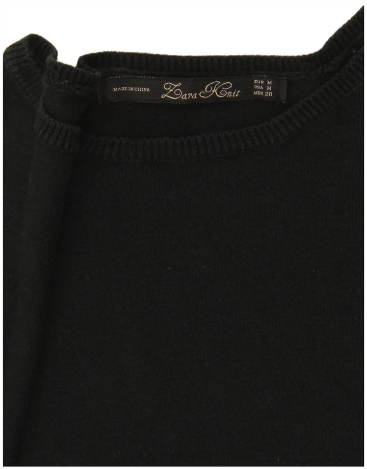 Zara Dame Oversized Boat Neck Jumper Sweater UK 14 Medium Black