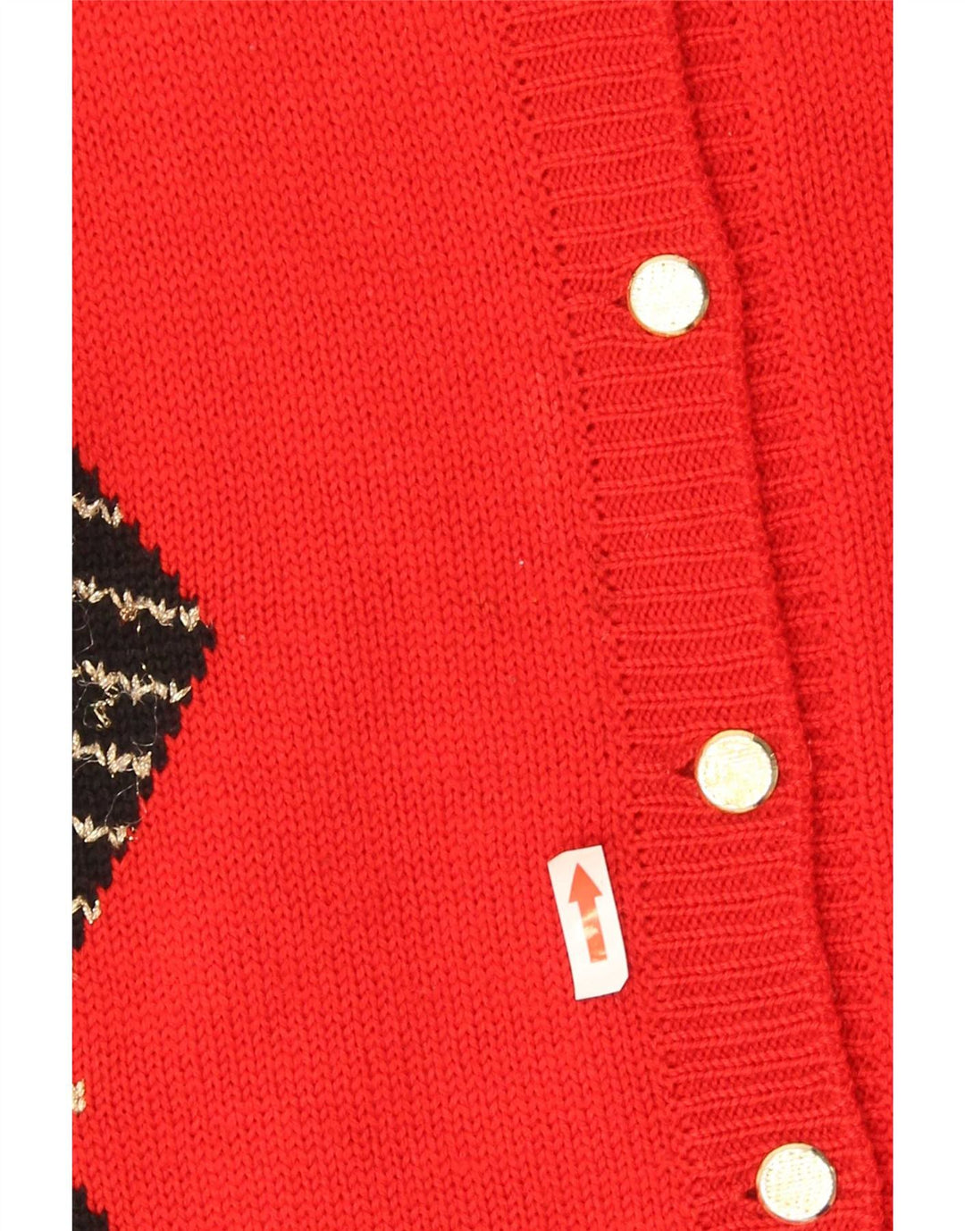 Vintage dame cardigan sweater UK 16 Large Red Argyle/Diamond