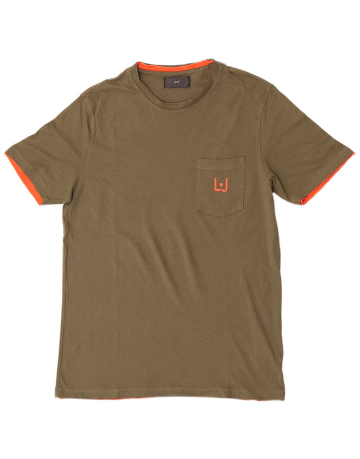 Liu Jo Herre T-Shirt Top Stor Khaki Bomuld