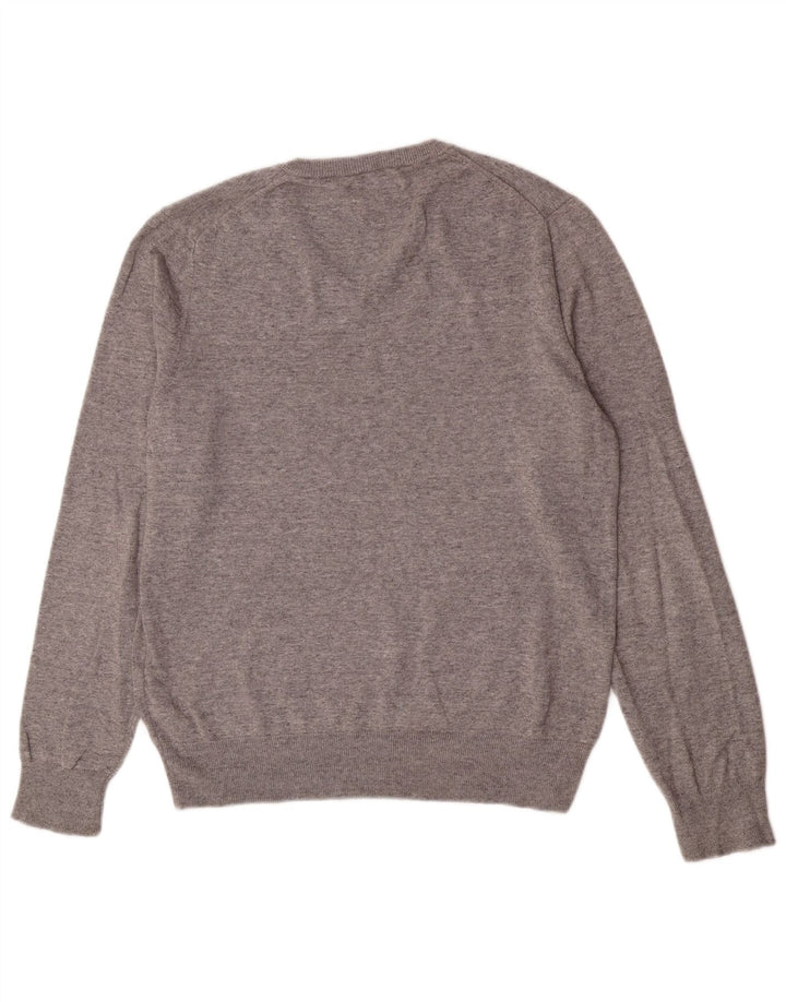 Marks & Spencer Herre V-hals sweater Medium Grey Flecked Bomuld