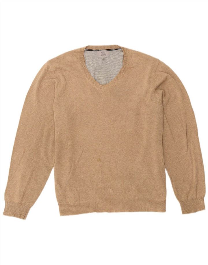 Marks & Spencer Herre V-hals sweater Stor Beige Bomuld