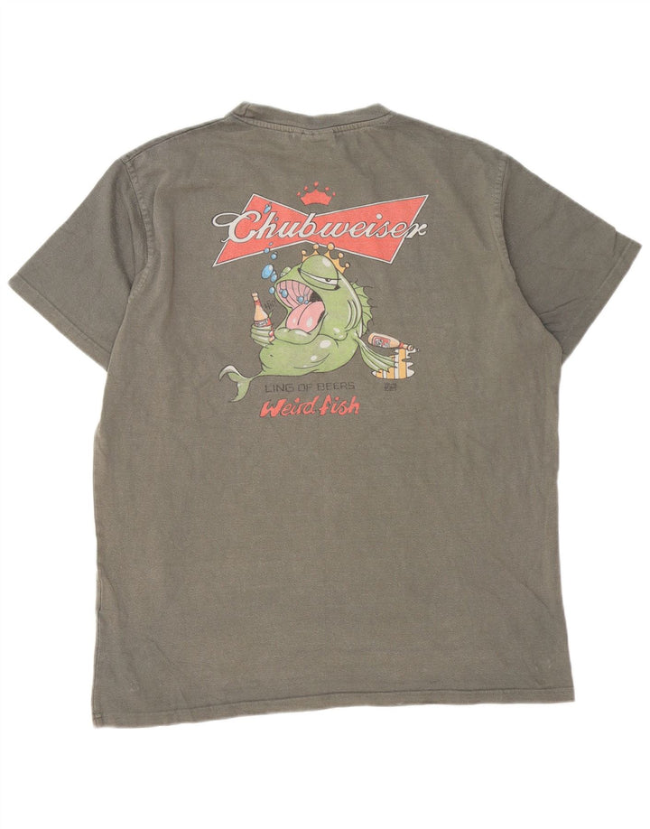 Weird Fish Herre Grafisk T-Shirt Top Stor Grå Bomuld