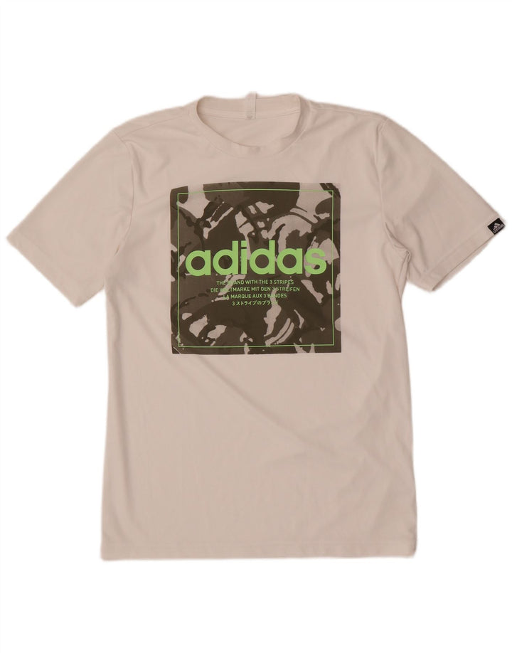 Adidas Herre Prime Blue Grafisk T-Shirt Top Lille Hvid