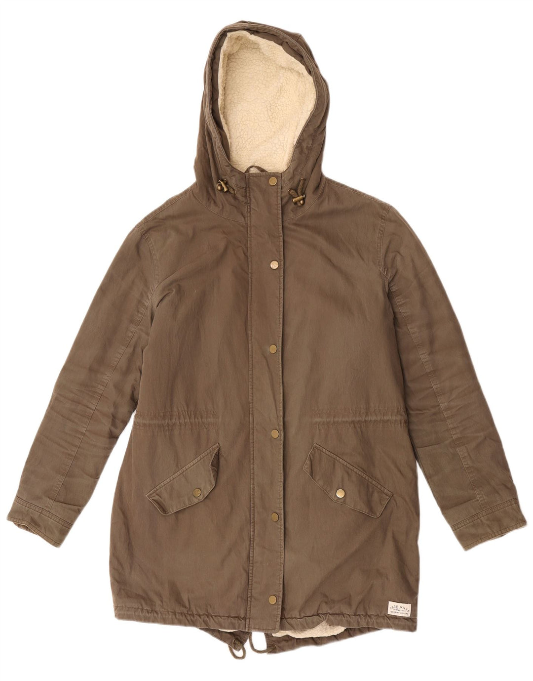 Jack Wills Sherpa Parkajakke med hætte til kvinder UK 12 Medium Khaki
