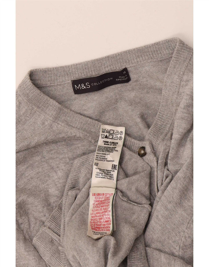 Marks & Spencer Dame Crop Cardigan Sweater UK 14 Medium Grey Flecked