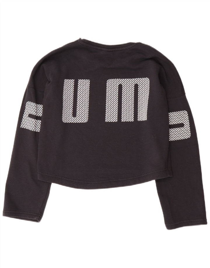 Puma Dame Oversized Crop Graphic Sweatshirt Jumper UK 10 Small Black