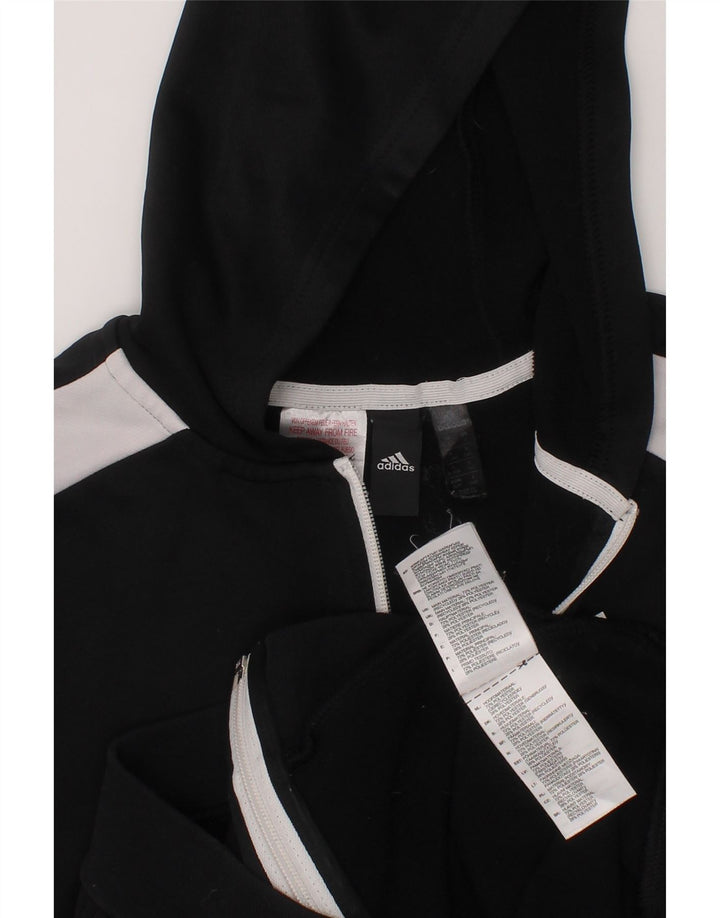 ADIDAS Boys Zip Hoodie Sweater 9-10 Years Black Colourblock Polyester Vintage Adidas and Second-Hand Adidas from Messina Hembry 