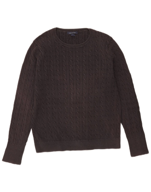 Lands End Womens Boat Neck Jumper Sweater UK 10 Small Navy Blue Cotton