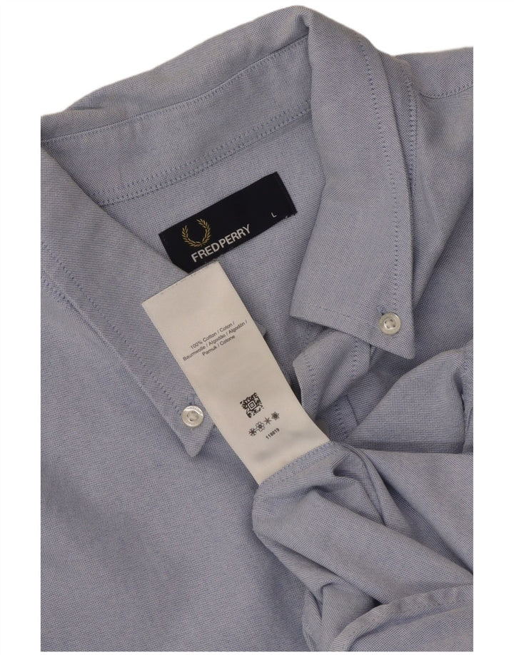 Fred Perry herreskjorte stor blå bomuld