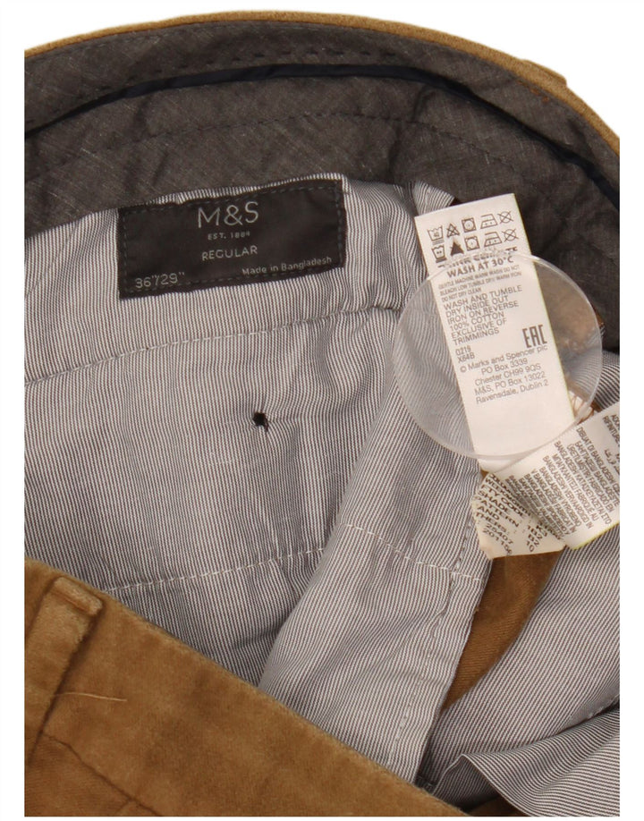 Marks & Spencer Herre Regular Capri Bukser W36 L23 Beige Bomuld