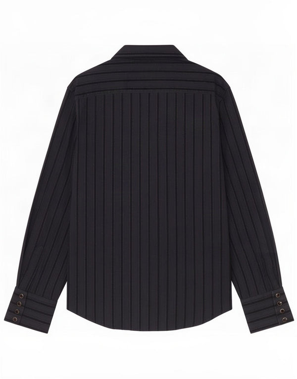 Armani Jeans Mens Shirt XL Navy Blue Pinstripe Cotton
