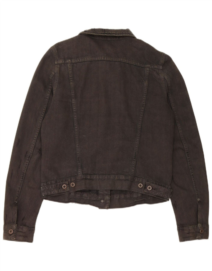 Polo Ralph Lauren Dame Distressed Crop Denim Jacket UK 14 Medium Black