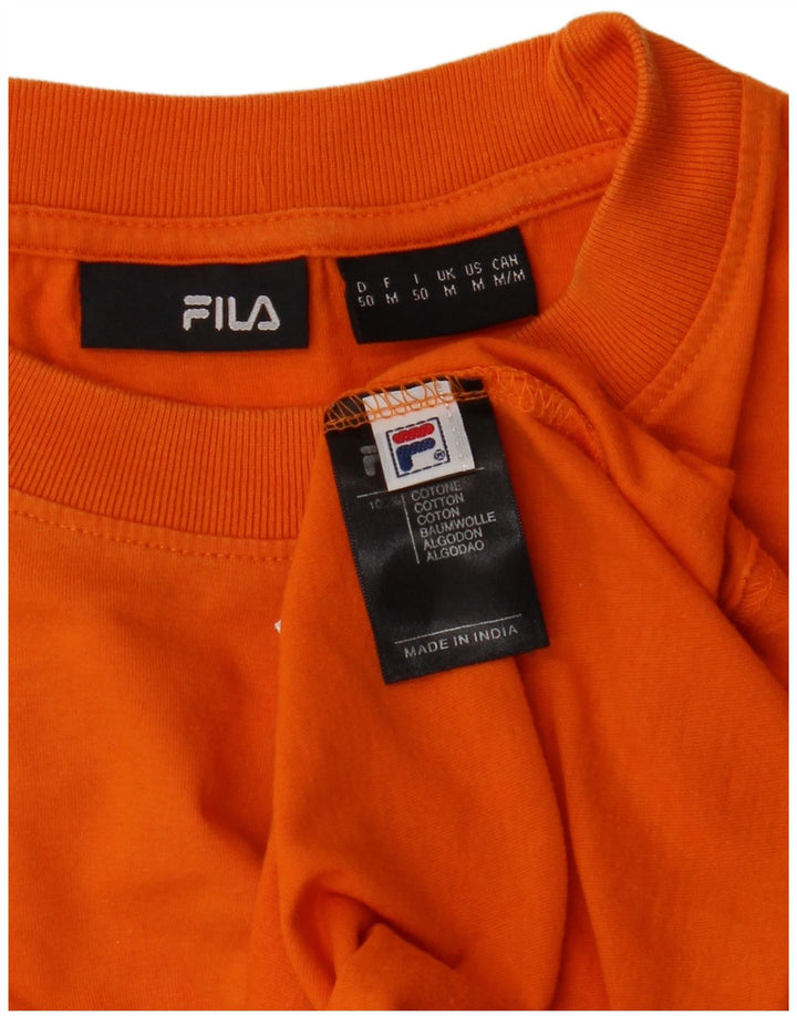 FILA Mens Graphic T-Shirt Top Medium Orange Cotton
