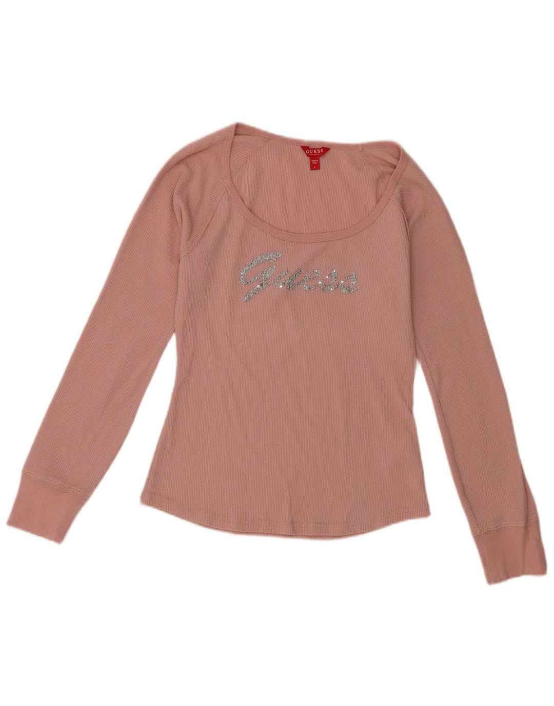 Guess Kvinders Grafisk Top Langærmet UK 14 Large Pink Polyester
