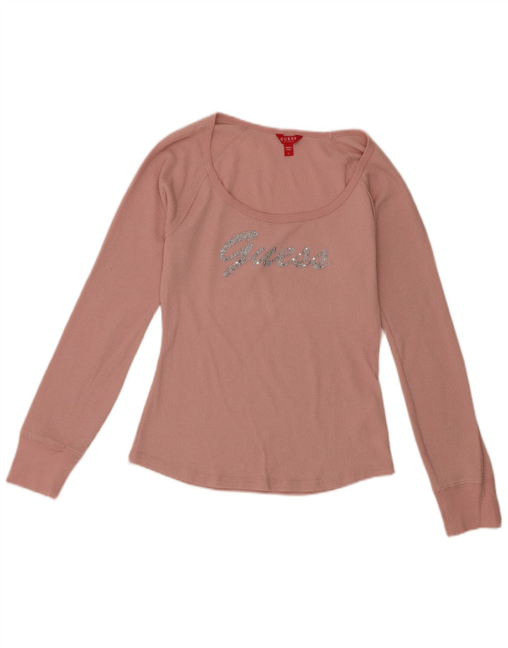 Guess Kvinders Grafisk Top Langærmet UK 14 Large Pink Polyester