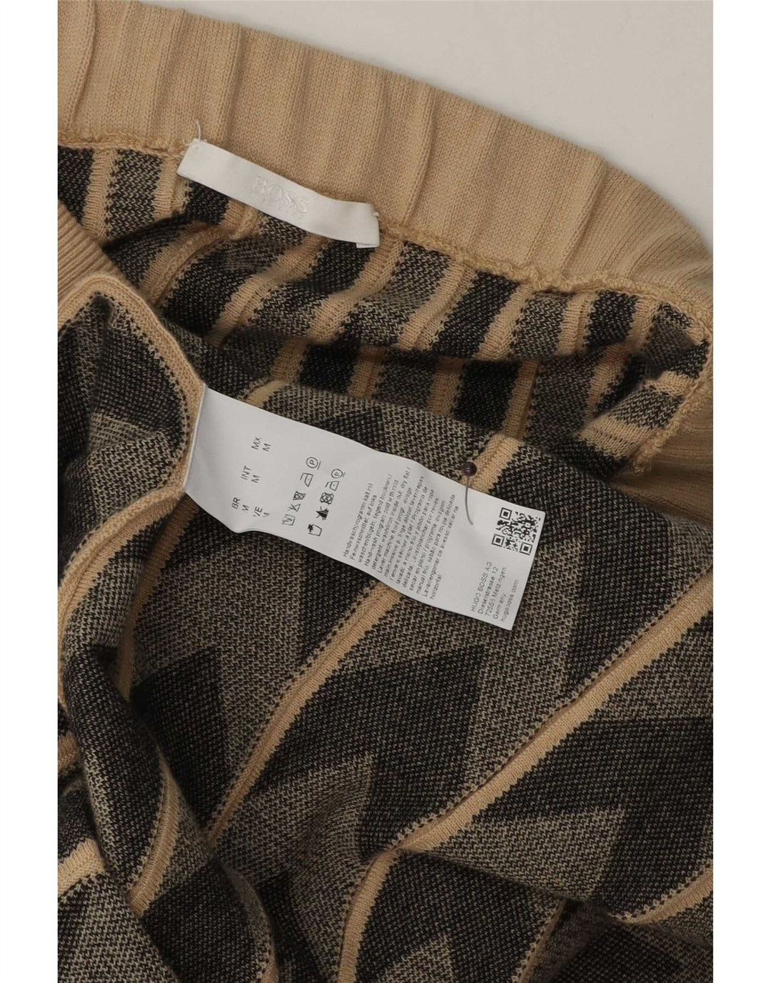 Hugo Boss Damestrik Flared Nederdel Medium W30 Beige Geometrisk Uld