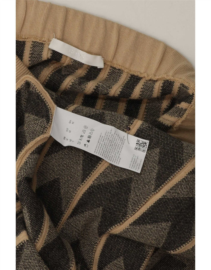 Hugo Boss Damestrik Flared Nederdel Medium W30 Beige Geometrisk Uld