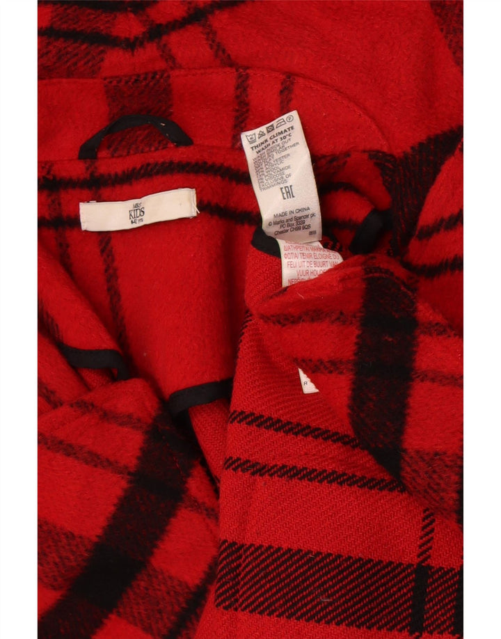 Marks & Spencer Girls Overfrakke 11-12 År Rød Plaid Polyester
