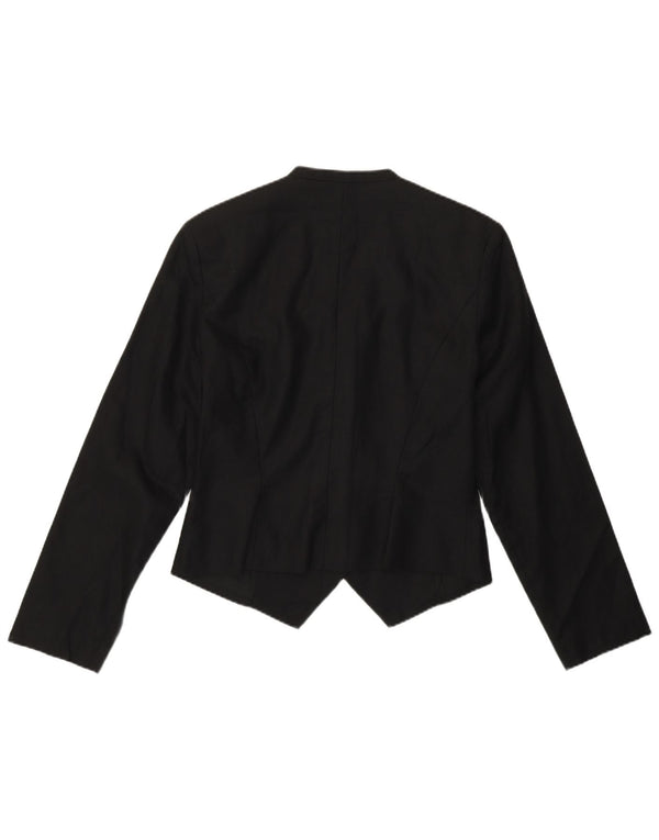 Laura Ashley Womens Asymmetric Cardigan Top UK 12 Medium Black Floral Linen