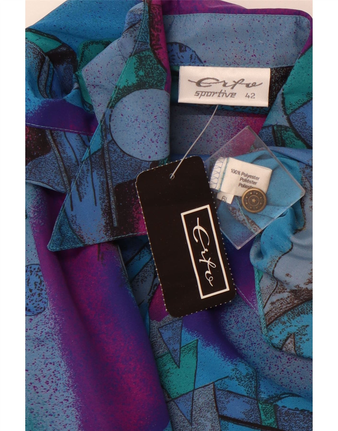 ERTO skjorte med abstrakt mønster til kvinder EU 42 Large Blue Colourblock Polyester