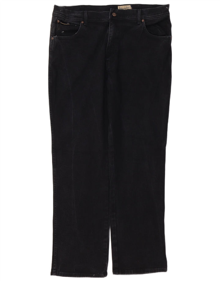 WRANGLER Herre Texas Straight Jeans W38 L32 Sort Bomuld