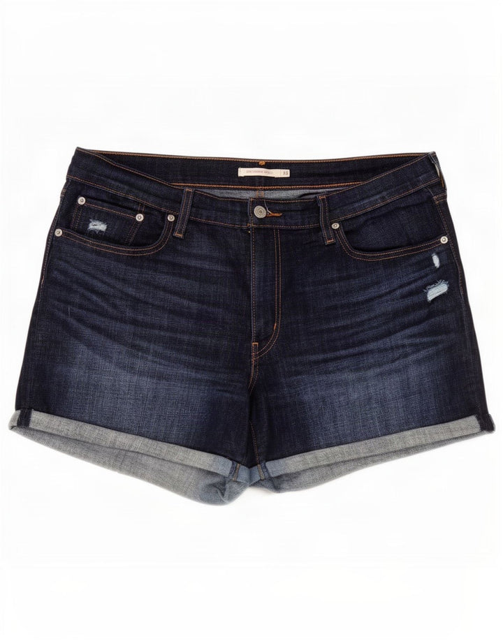 Levi's Womens Distressed Mid Rise denimshorts W33 Large Navy Blue Bomuld