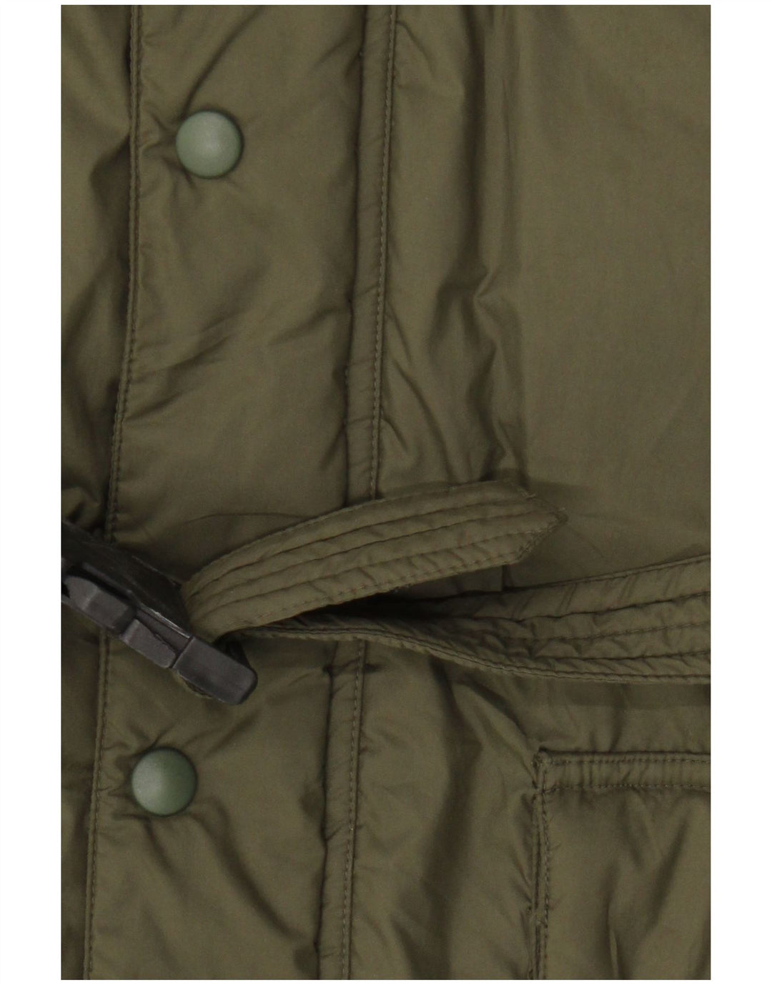 ALBERTO ASPESI Dame hætte polstret frakke UK 14 Medium Khaki Polyester