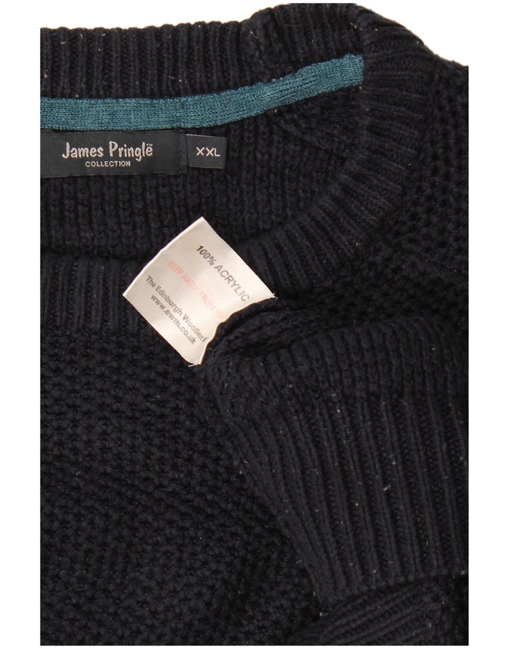 JAMES PRINGLE Herre rund hals sweater 2XL marineblå akryl