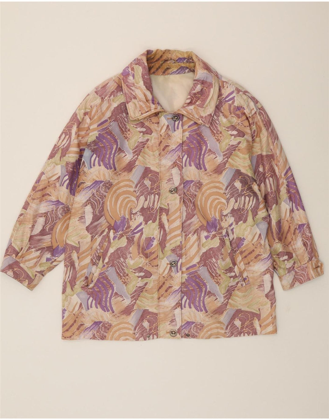 VINTAGE Womens Abstract Pattern Rain Jacket EU 42 Large Multicoloured Vintage Vintage and Second-Hand Vintage from Messina Hembry 